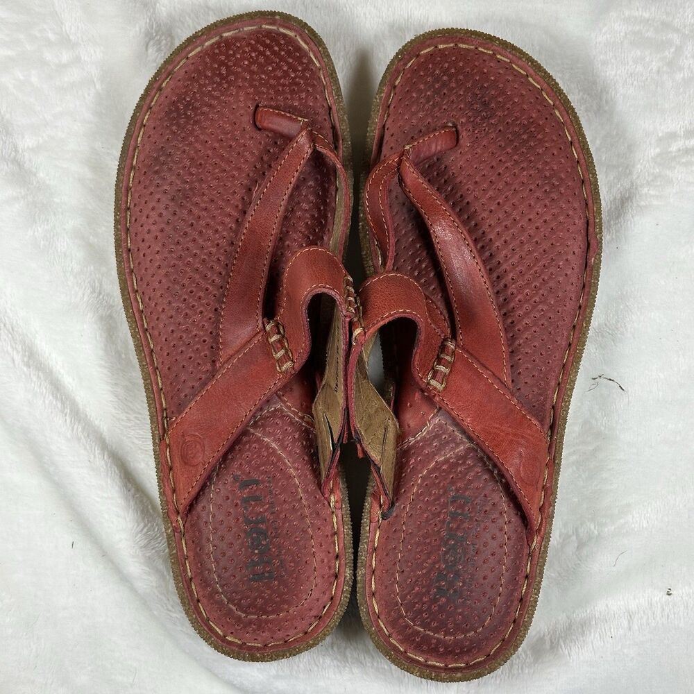 Born Red Leather Thong Sandals Comfort Flip Flops Women’s US 9 EU 40.5